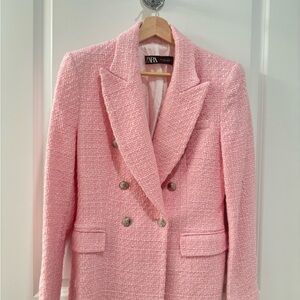 Zara Pink Tweed Blazer